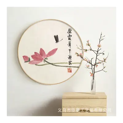 Tranh tròn thủy mặc hoa sen - TB13323286