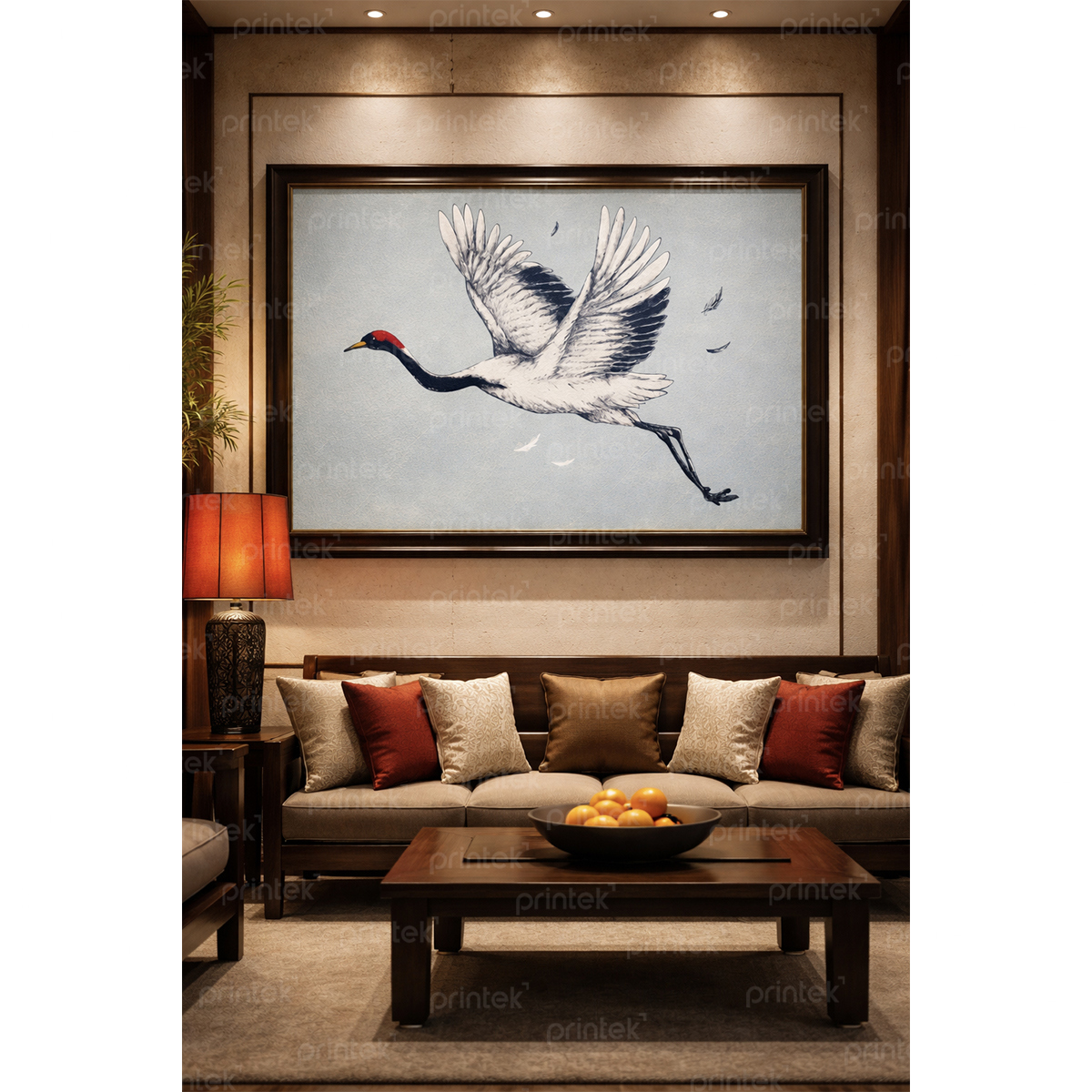 Tranh chim hạc phong cách indochine - ADB109