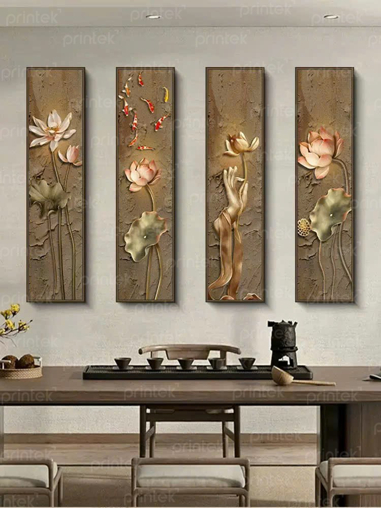 Tranh Tứ quý hoa sen - TQ5636