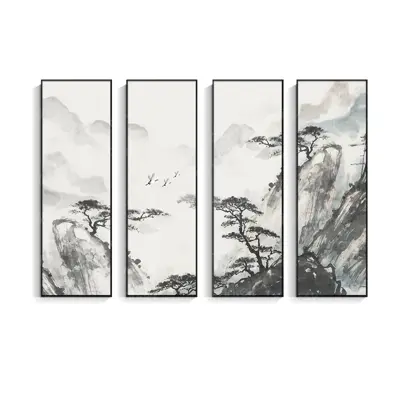 Bộ 4 tranh thuỷ mặc, đã có khung - TQ3199