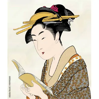 Tranh cô gái mặc kimono, trang trí nhà hàng, quán ăn Nhật Bản - FG13323863
