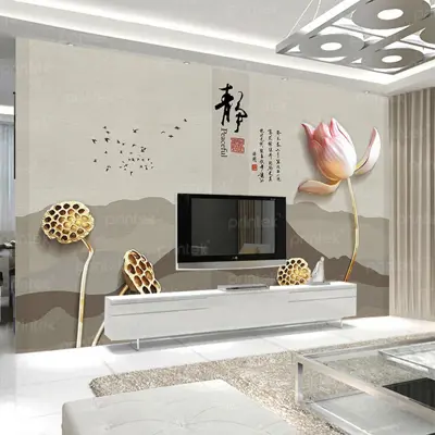 Tranh dán tường 3d hoa sen - TB332458124