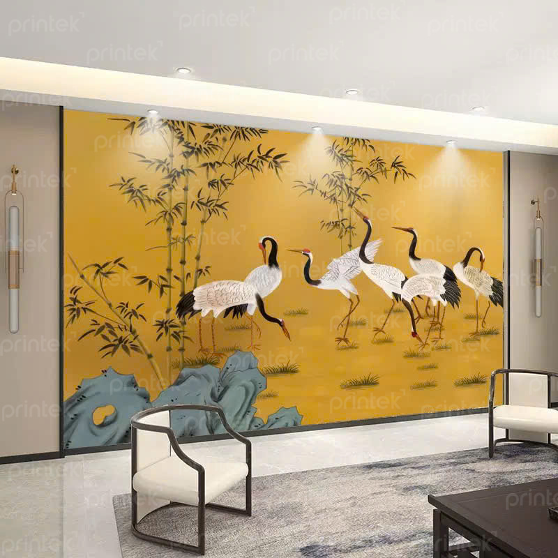 Tranh dán tường phòng khách, phòng trà, xưởng in theo yêu cầu Printek - PT09006