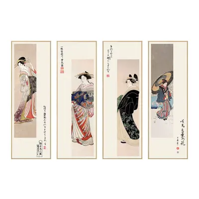Bộ 4 tranh cô gái Nhật, nàng geisha Nhật Bản - CD1771