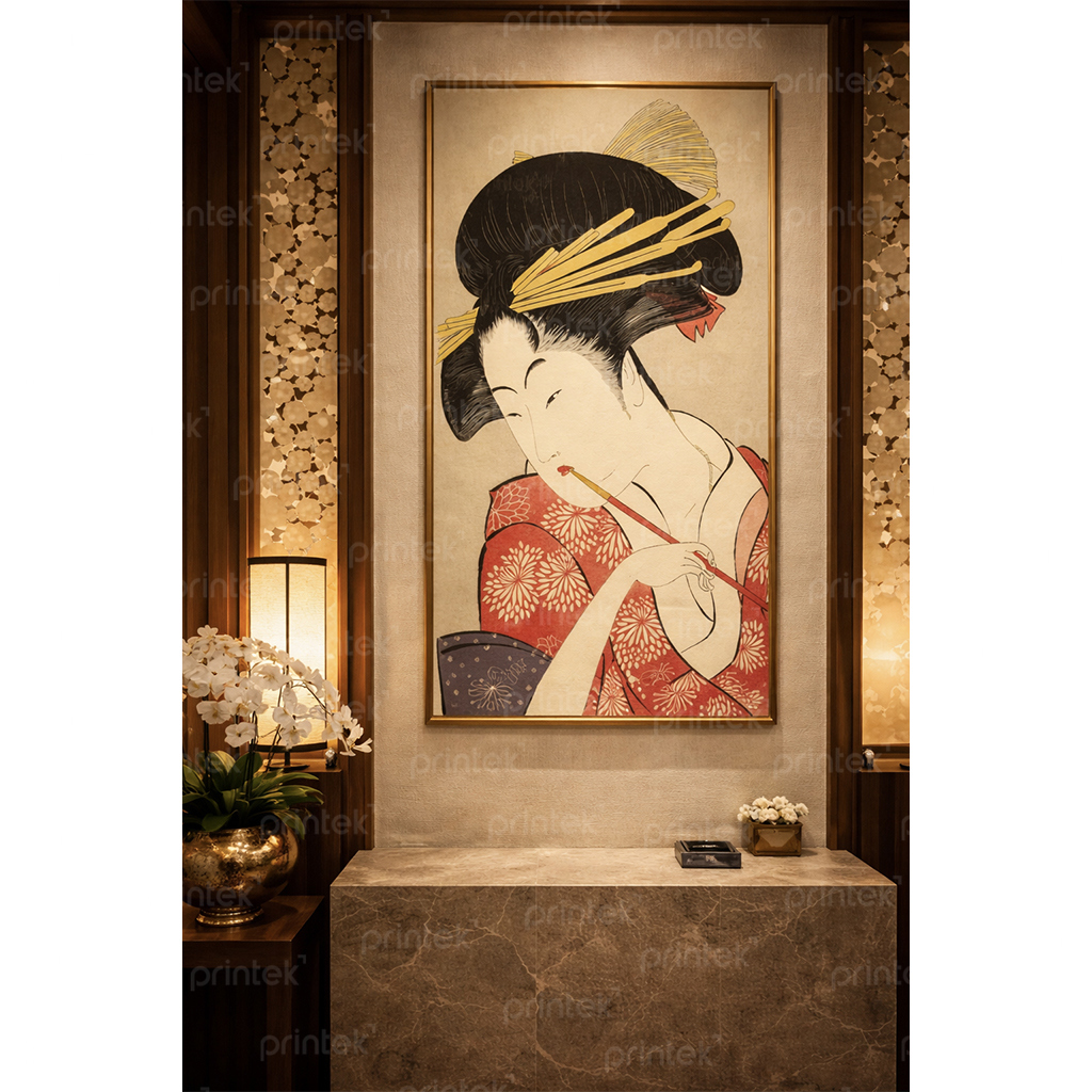 Tranh Nhật Bản cô gái mặc kimono, trang trí nhà hàng, quán ăn - FG13323814
