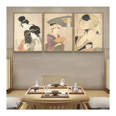 Bộ 3 tranh cô gái Nhật Bản trang trí nhà hàng - CD1732