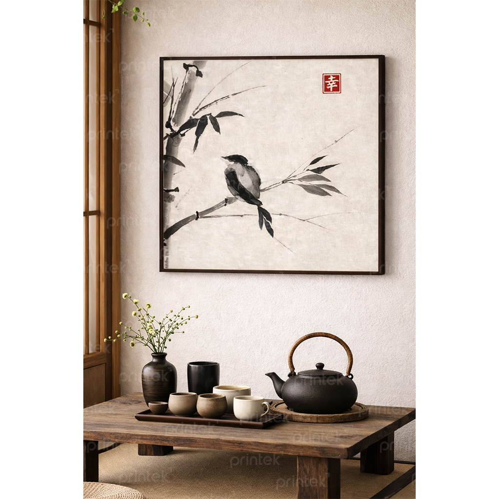 Tranh thủy mặc trang trí phòng trà đạo - ADB999