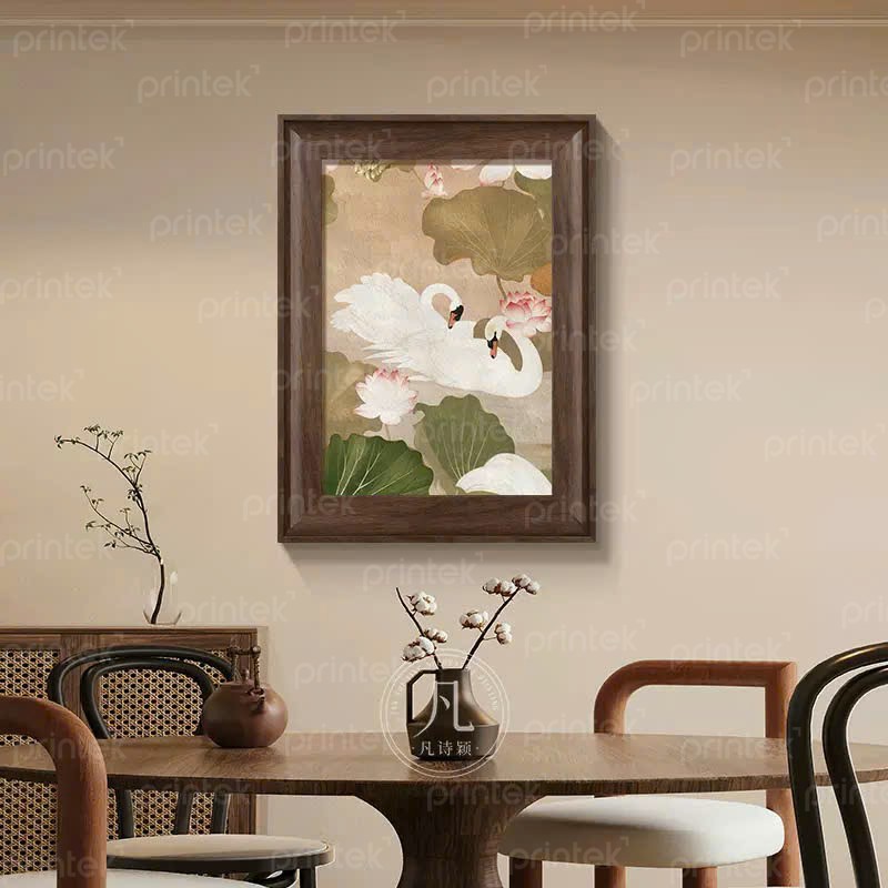 Tranh thiên nga và hoa sen