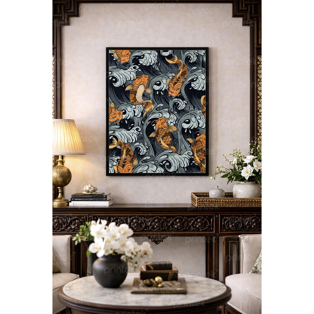 Tranh phong thuỷ Cá chép vượt vũ môn hoá rồng - ST5092