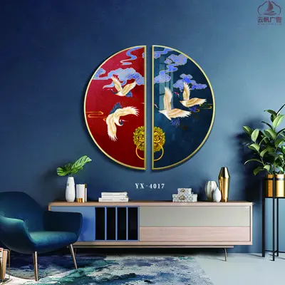 Tranh tròn phong cách Indochine style, đã có khung – YX-4017