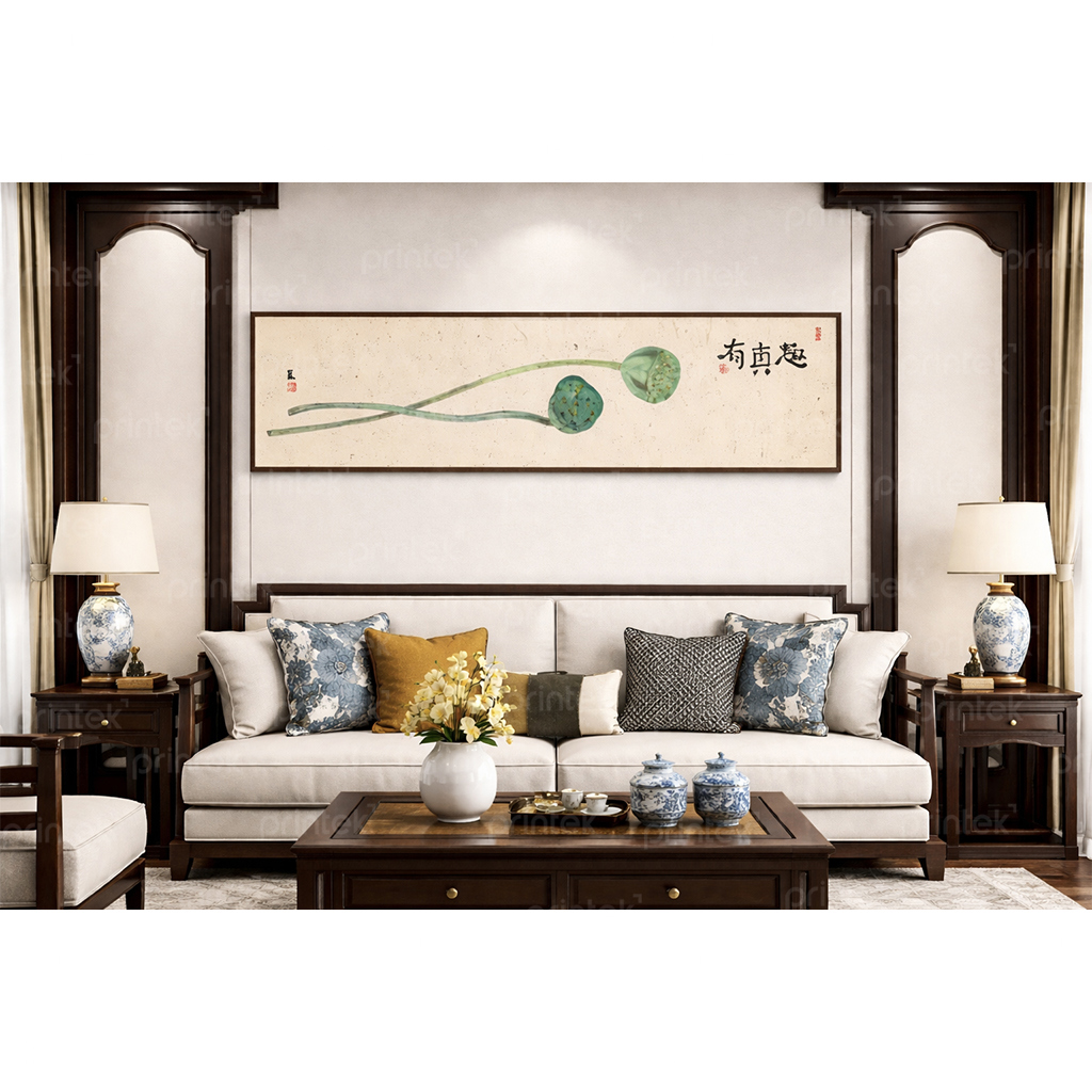 Tranh hoa sen, đã có khung - HS004