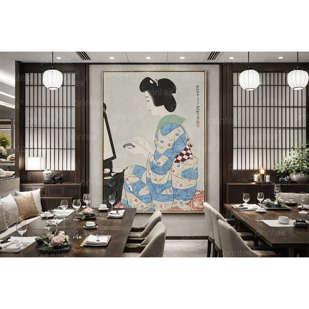 Tranh cô gái mặc kimono, trang trí nhà hàng, quán ăn Nhật Bản - TB13323215
