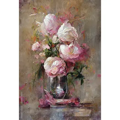 Tranh sơn dầu hoa, đã có khung - ADB936