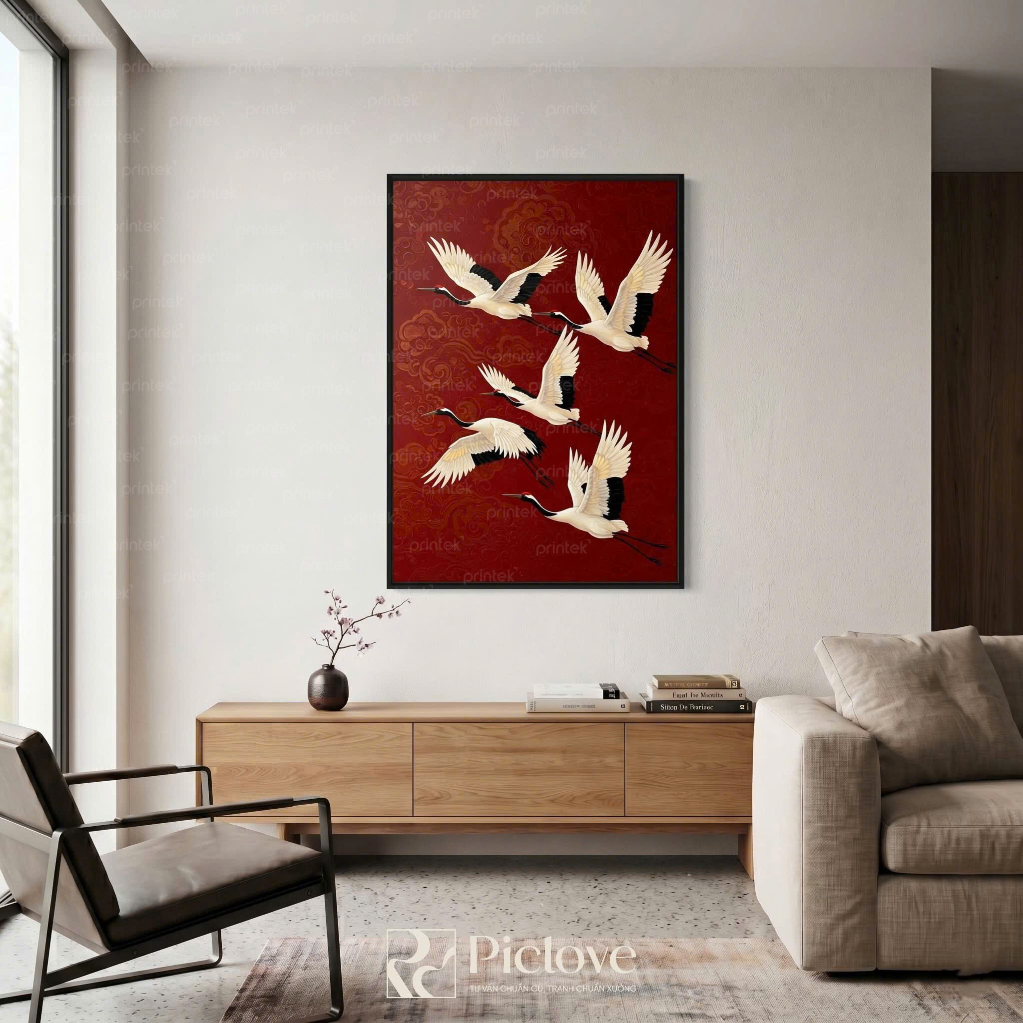 Tranh hạc treo tường phong cách indochine - PL021