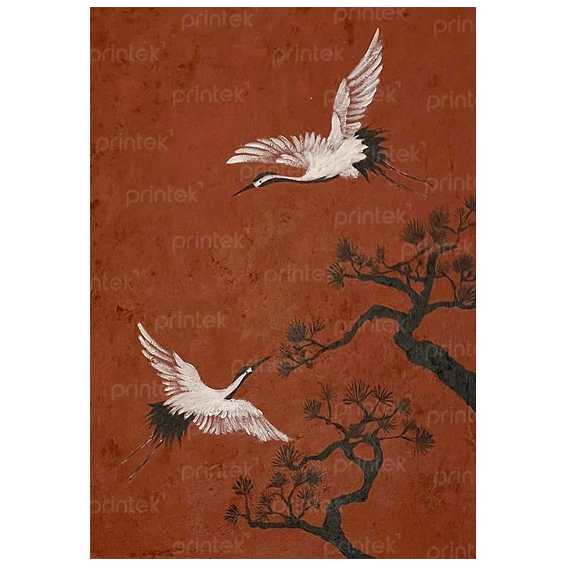 Chim hạc là một loài chim quý trong văn hóa phương Đông, tượng trưng cho sự may mắn, trường thọ và thanh bình. Do đó, tranh chim hạc là một lựa chọn phổ biến để trang trí phòng trà đạo.
