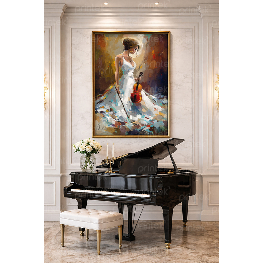 Tranh cô gái đánh đàn violon - CD6461