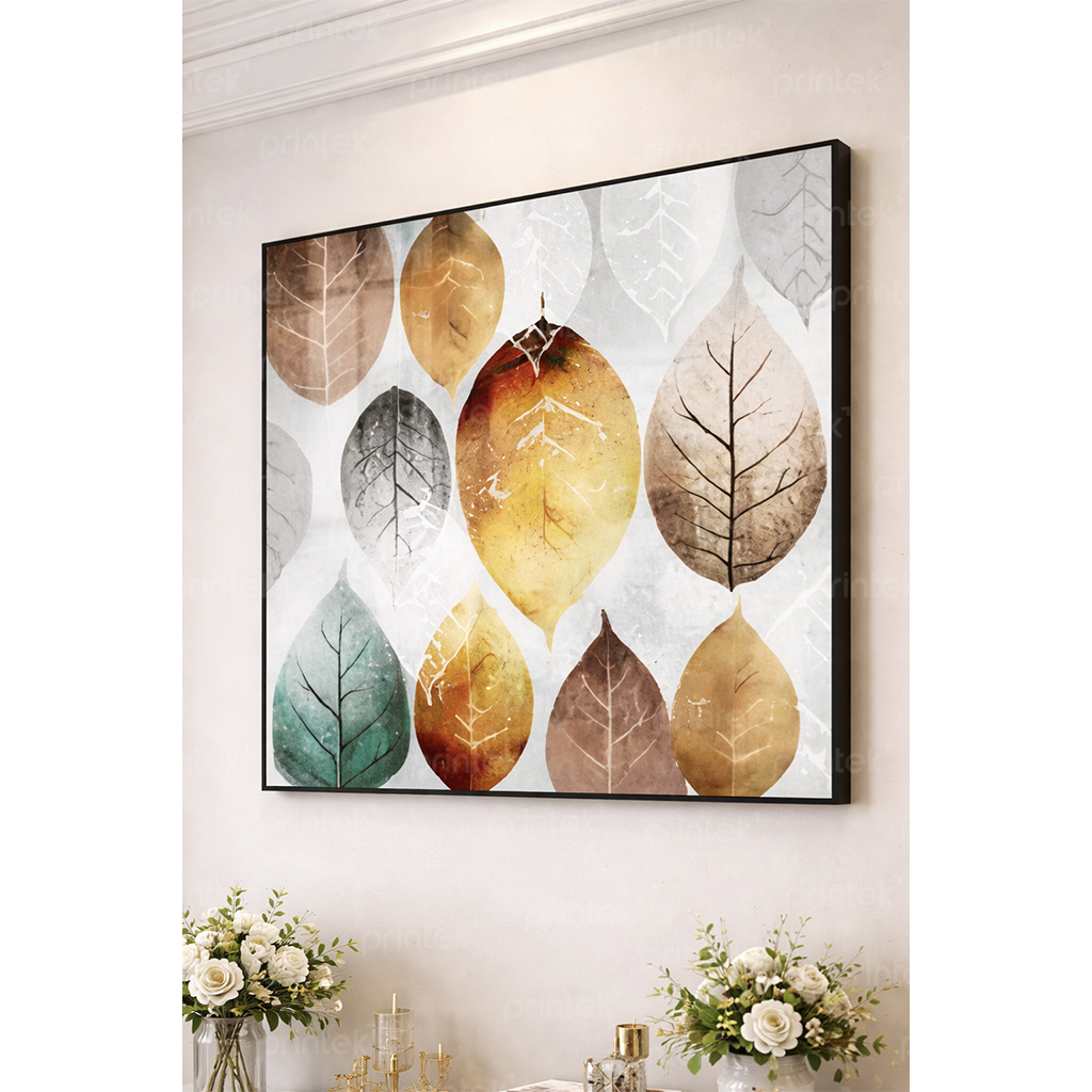 Tranh trừu tượng lá cây, đã có khung – HD18044