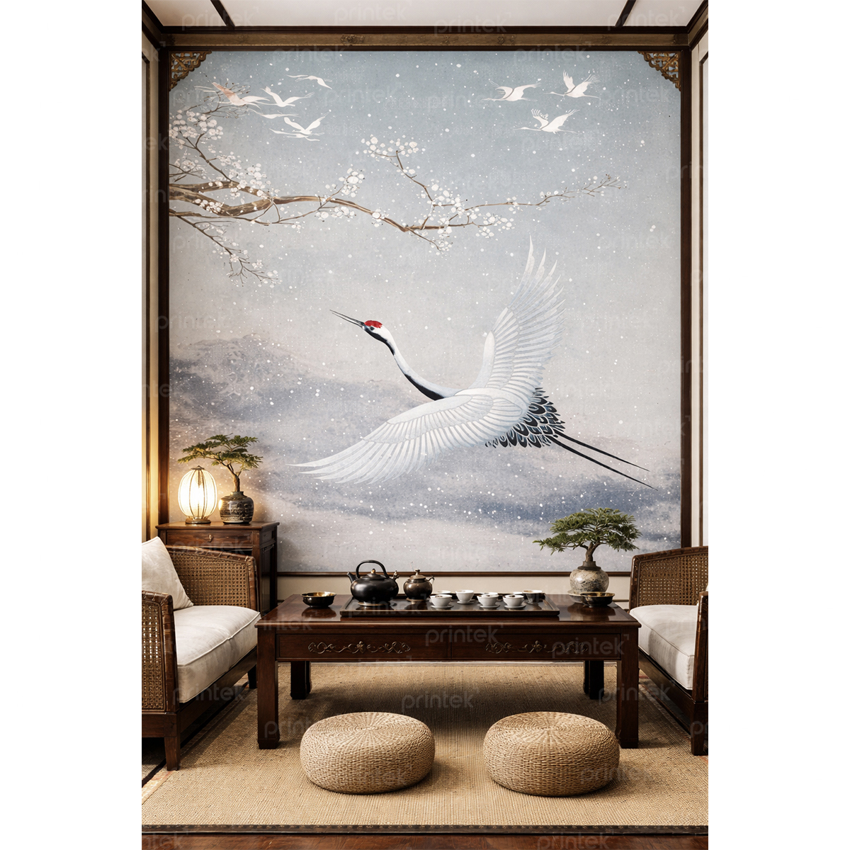 Tranh hoa và chim trang trí phòng trà đạo - TD027