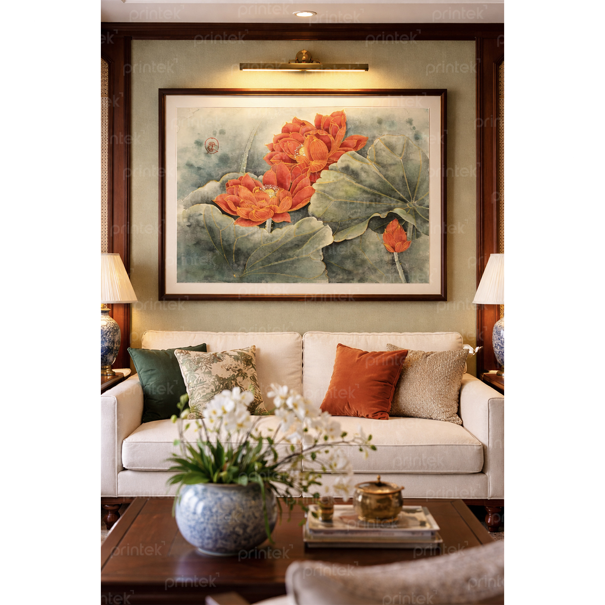 Tranh hoa sen, đã có khung - ADB931