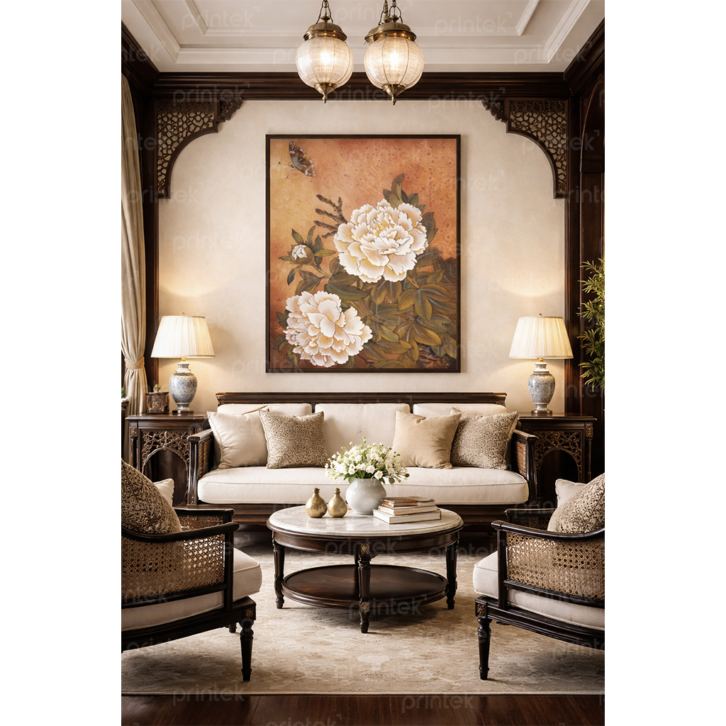 Tranh hoa mẫu đơn, đã có khung - ST9694