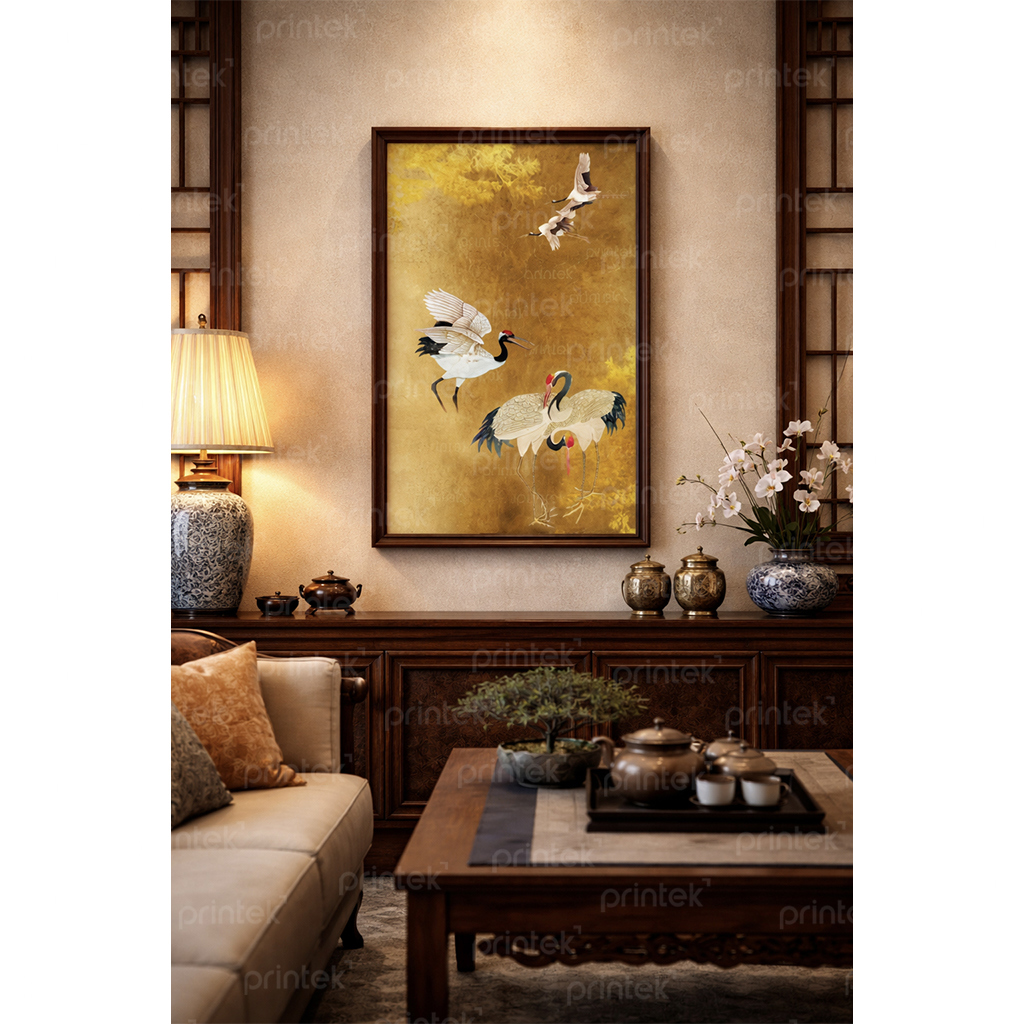 Tranh chim hạc phong cách indochine - ADB13324077