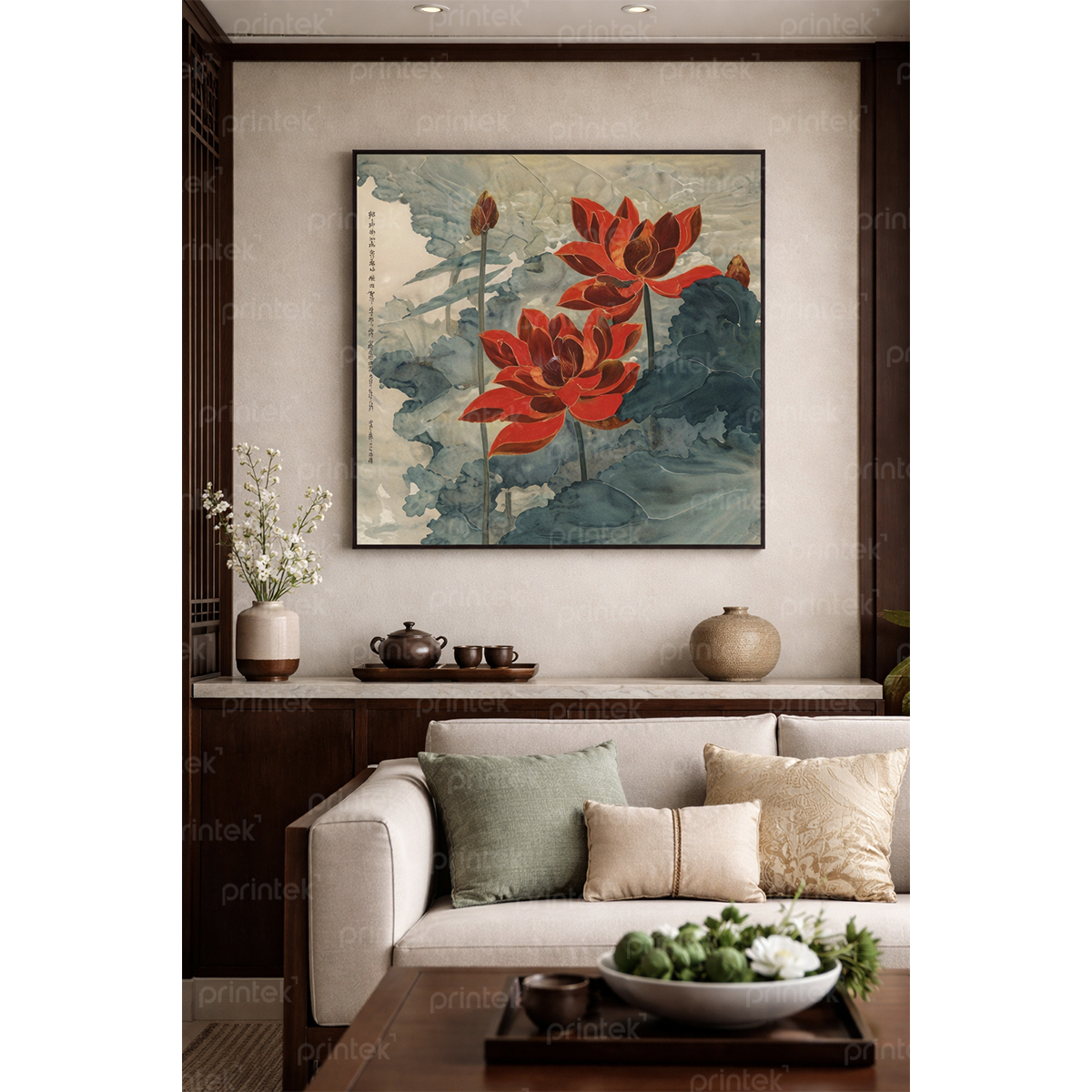 Tranh thủy mặc hoa sen - TB13323545