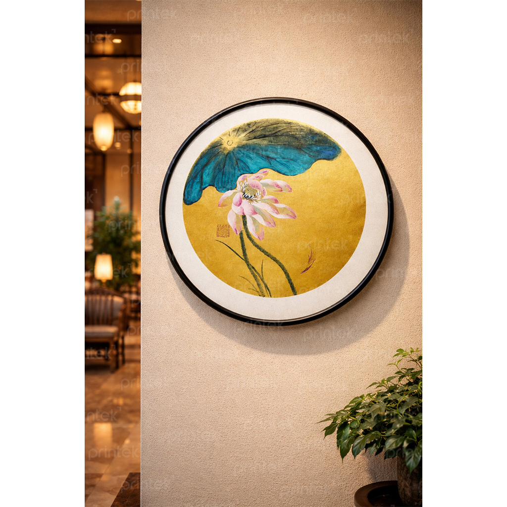 Tranh tròn hoa sen, tranh treo tường cao cấp - MF33245193