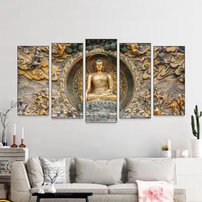 Bộ 5 tranh Phật giáo treo tường đẹp hợp phong thủy – MS4141