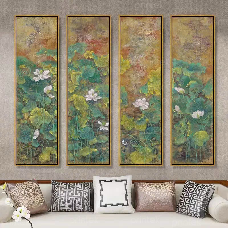 Tranh tứ quý hoa sen