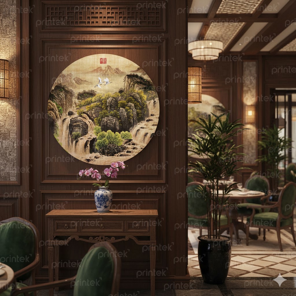 Tranh Thác nước và Chim hạc - TM0124