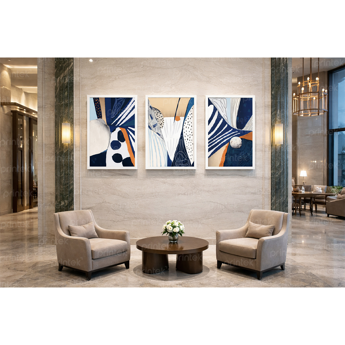 Bộ 3 tranh trừu tượng, đã có khung - ADB1332228