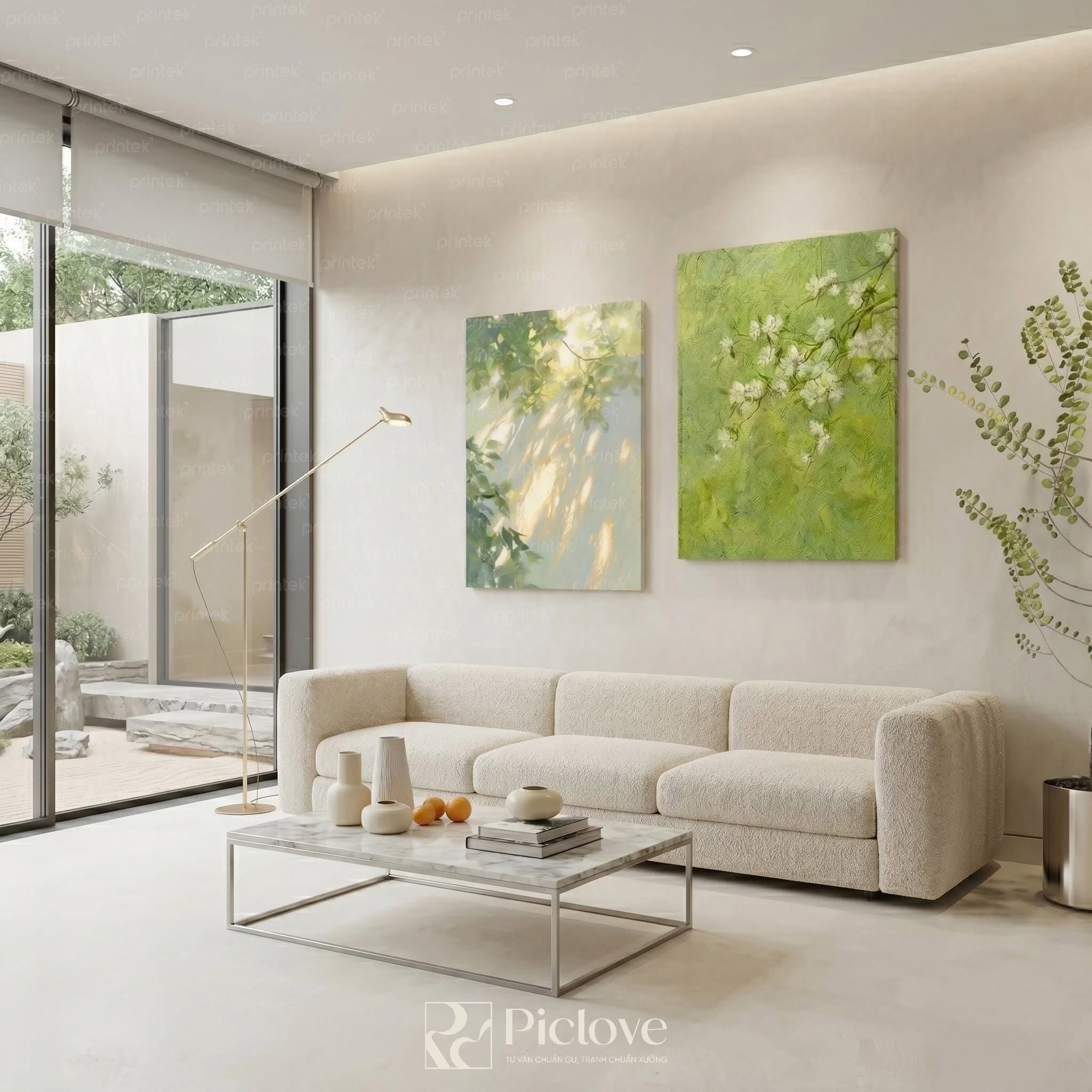 Bộ 2 tranh canvas phong cảnh treo phòng khách - PL016