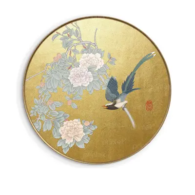 Tranh tròn hoa và chim phong cách indochine - TB13323959