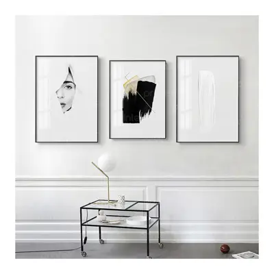 Bộ 3 tranh trừu tượng đen trắng - TT3144