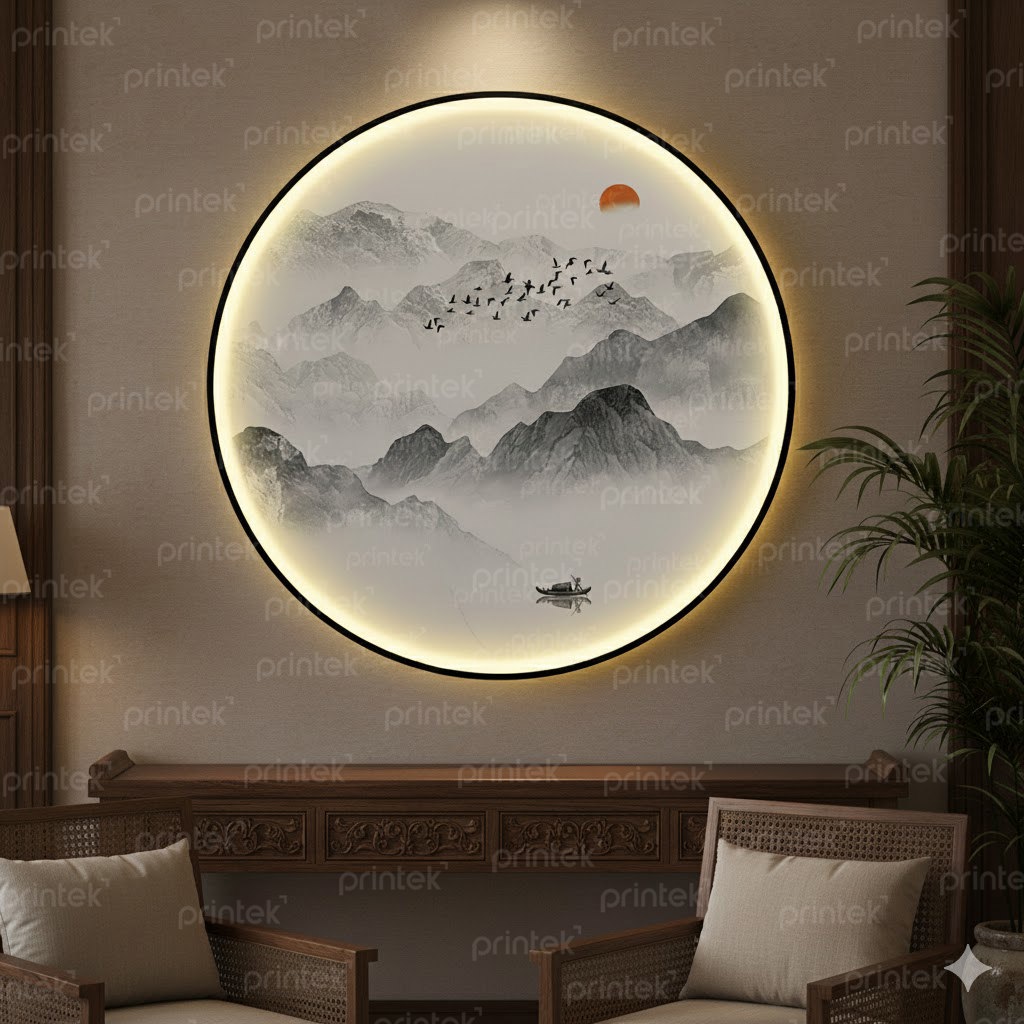 Tranh led tráng gương thủy mặc - TB13323505