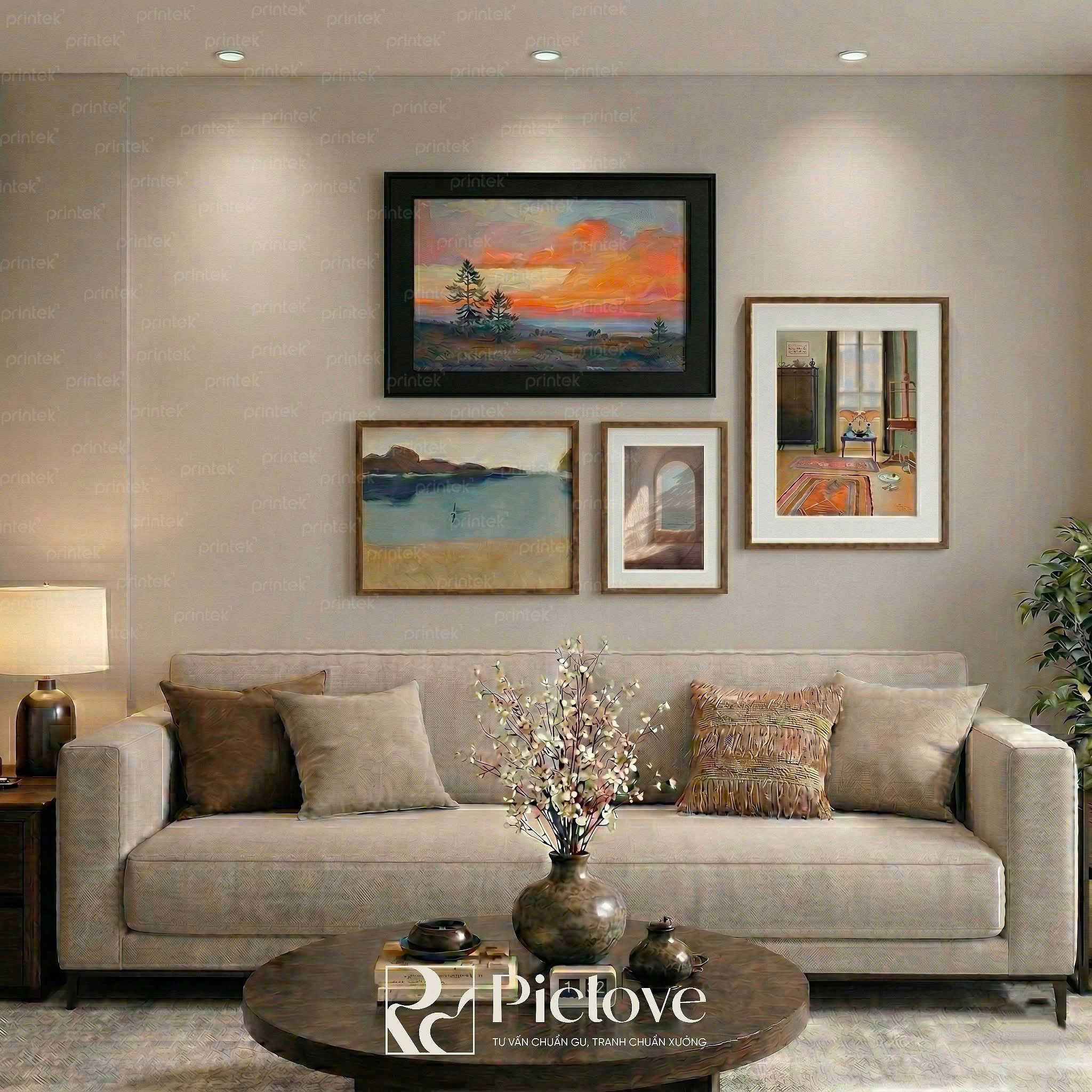 Bộ 4 tranh trừu tượng hiện đại - PL029