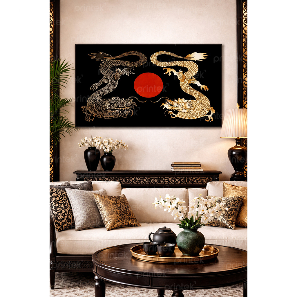 Tranh "Lưỡng long chầu nguyệt" - ST0401