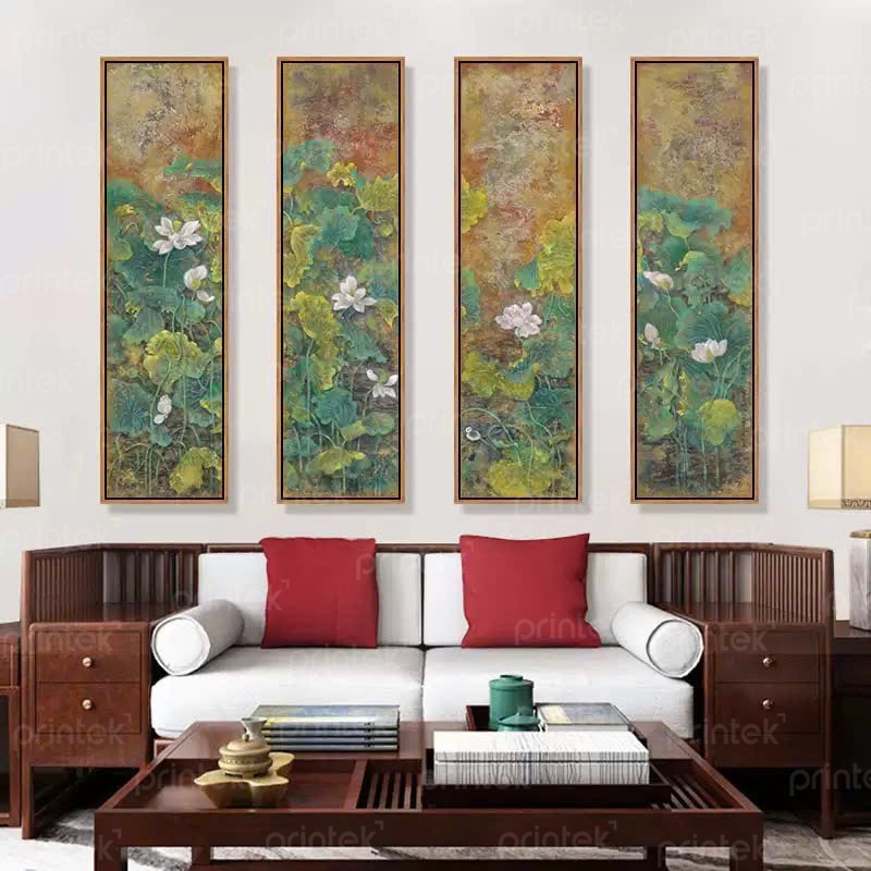 Tranh tứ quý hoa sen