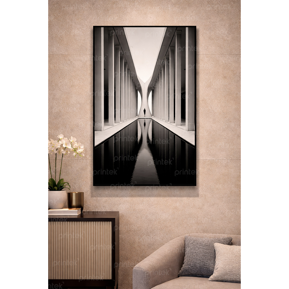 Tranh phong cảnh kiến trúc trắng đen, tranh hiện đại - ADB33245365