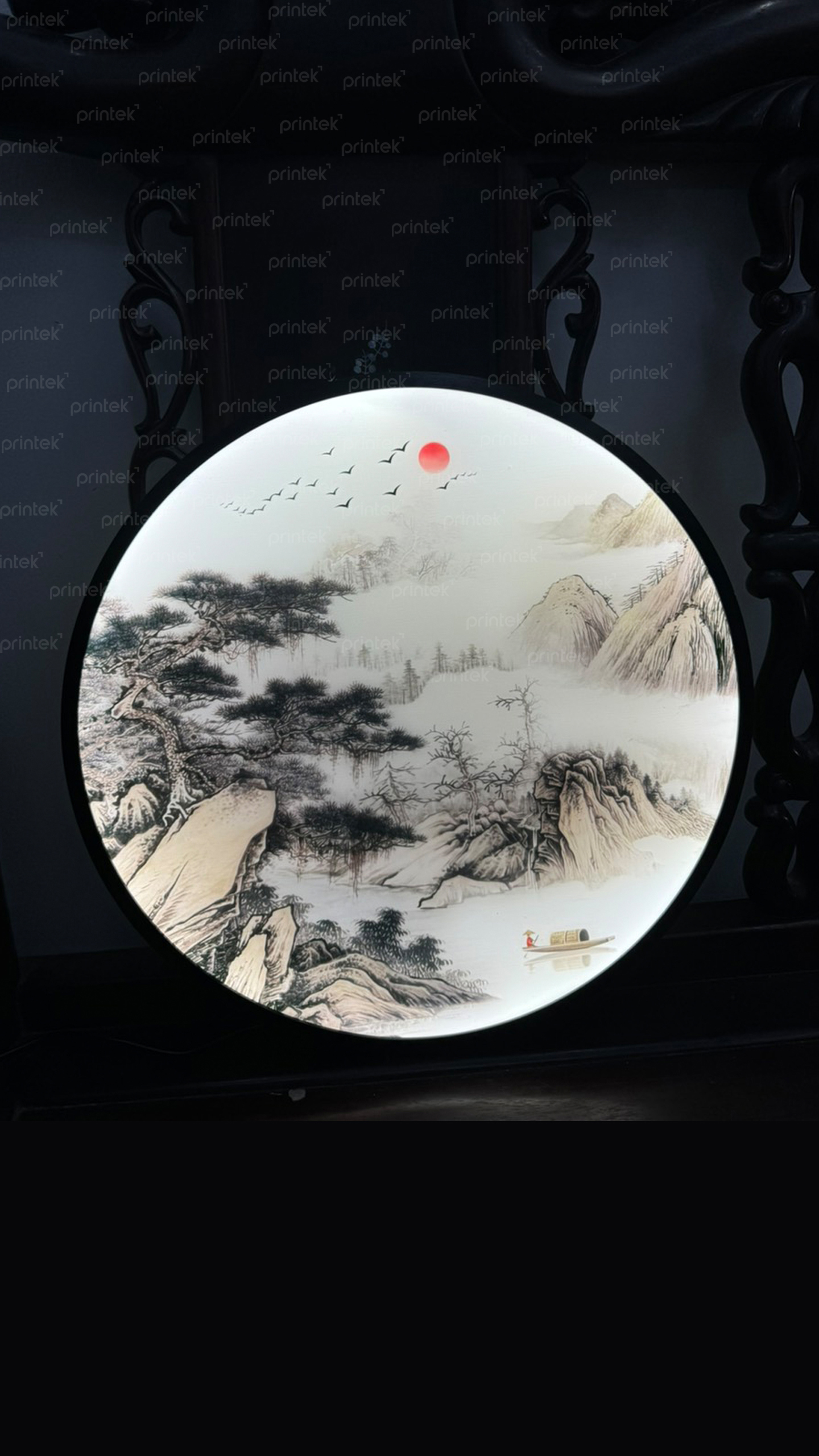 Cận cảnh tranh thủy mặc đèn led