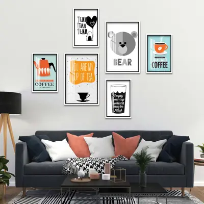 Bộ 6 tranh trang trí nhà hàng quán cafe, đã có khung - BT6021