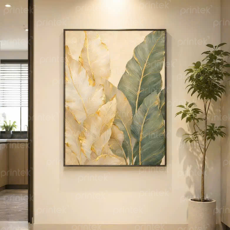 Tranh Lá cây nghệ thuật, xưởng in tranh theo yêu cầu Printek, thi công trọn gói - PT09011