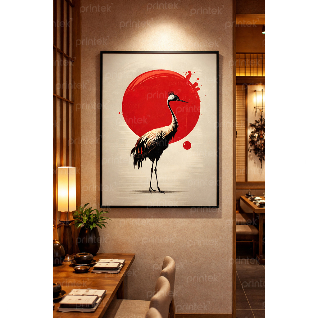 Tranh chim hạc mặt trời đỏ - ADB13323650