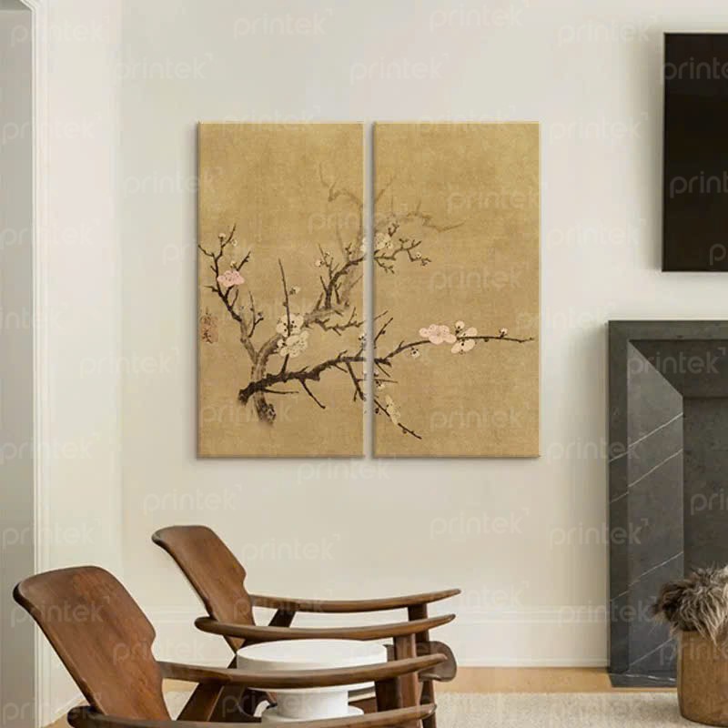 Tranh hoa đào tối giản