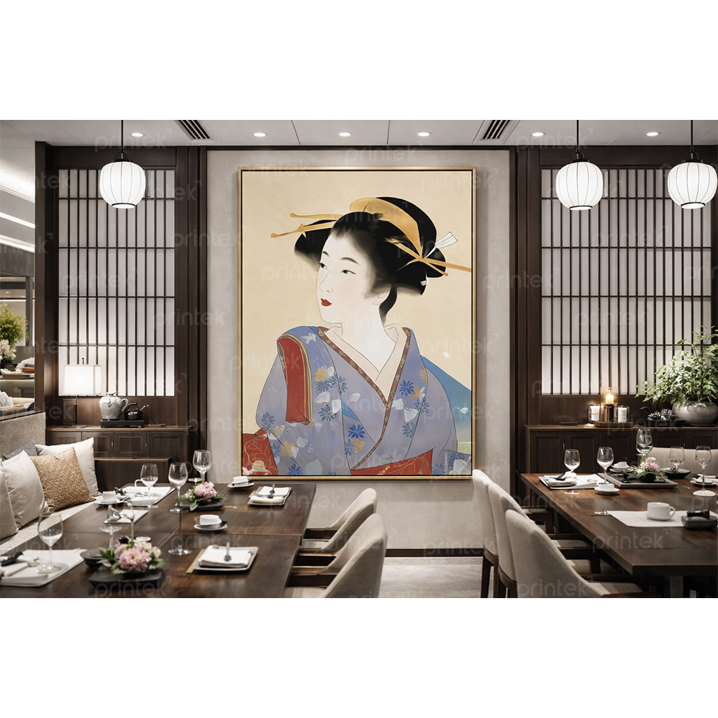 Tranh cô gái mặc kimono, trang trí nhà hàng, quán ăn Nhật Bản - TB13323224