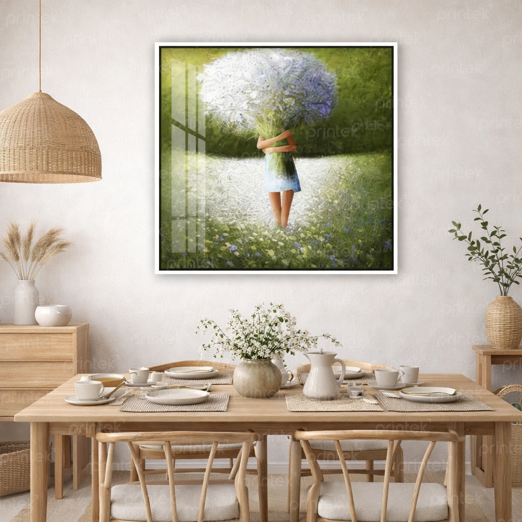 Tranh cô gái giữa cánh đồng hoa, đã có khung – MS4780
