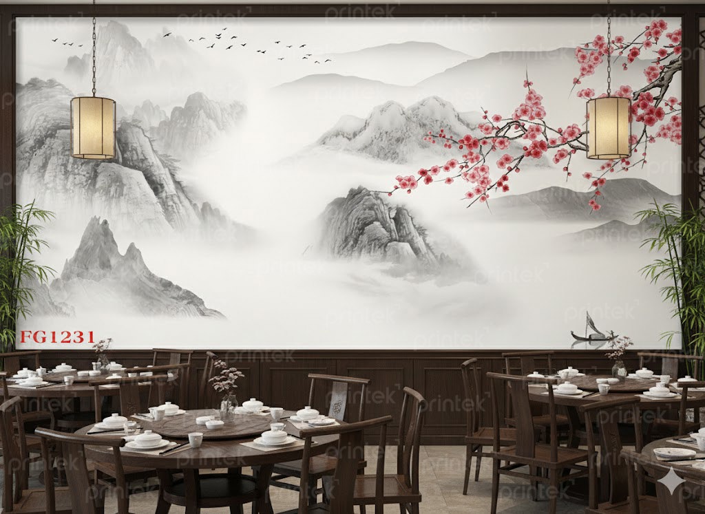 Tranh thủy mặc dán tường nhà hàng - FG1231