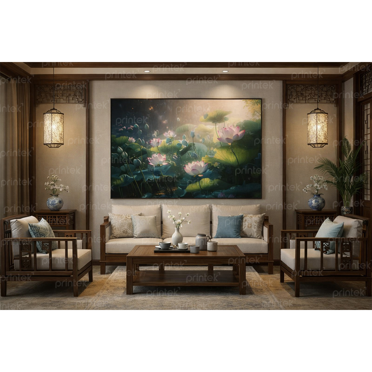 Tranh hoa sen đã có khung - ADB13223