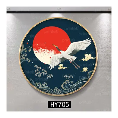 Tranh tròn chim hạc phong cách indochine - TB13324019