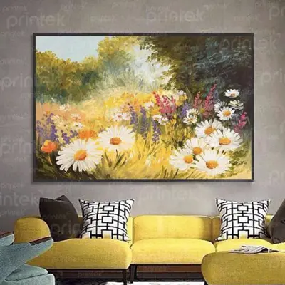 Tranh phong cảnh cánh đồng hoa, đã có khung – MS4977